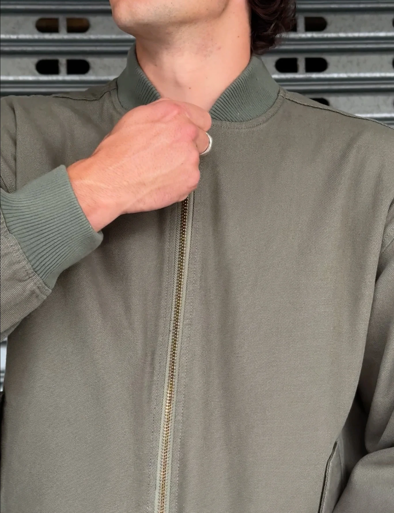Bourke Oversized Bomber Jacket - Army - Image 6