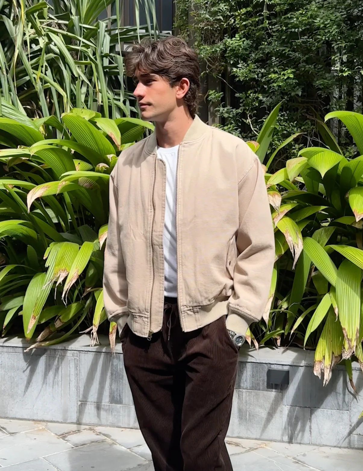 Bourke Oversized Bomber Jacket - Stone - Image 10