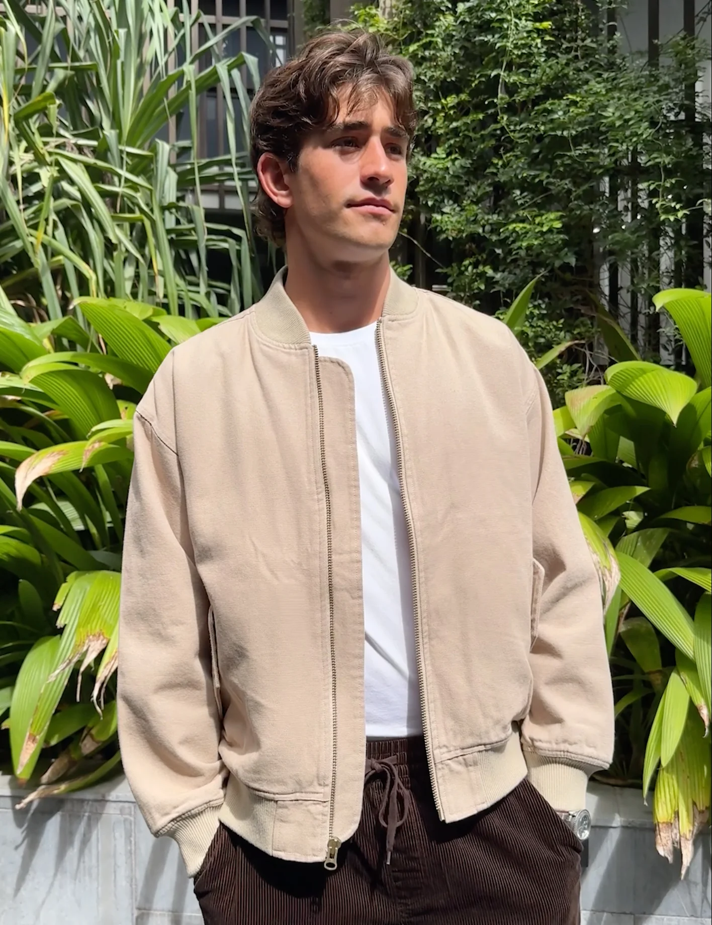 Bourke Oversized Bomber Jacket - Stone - Image 4