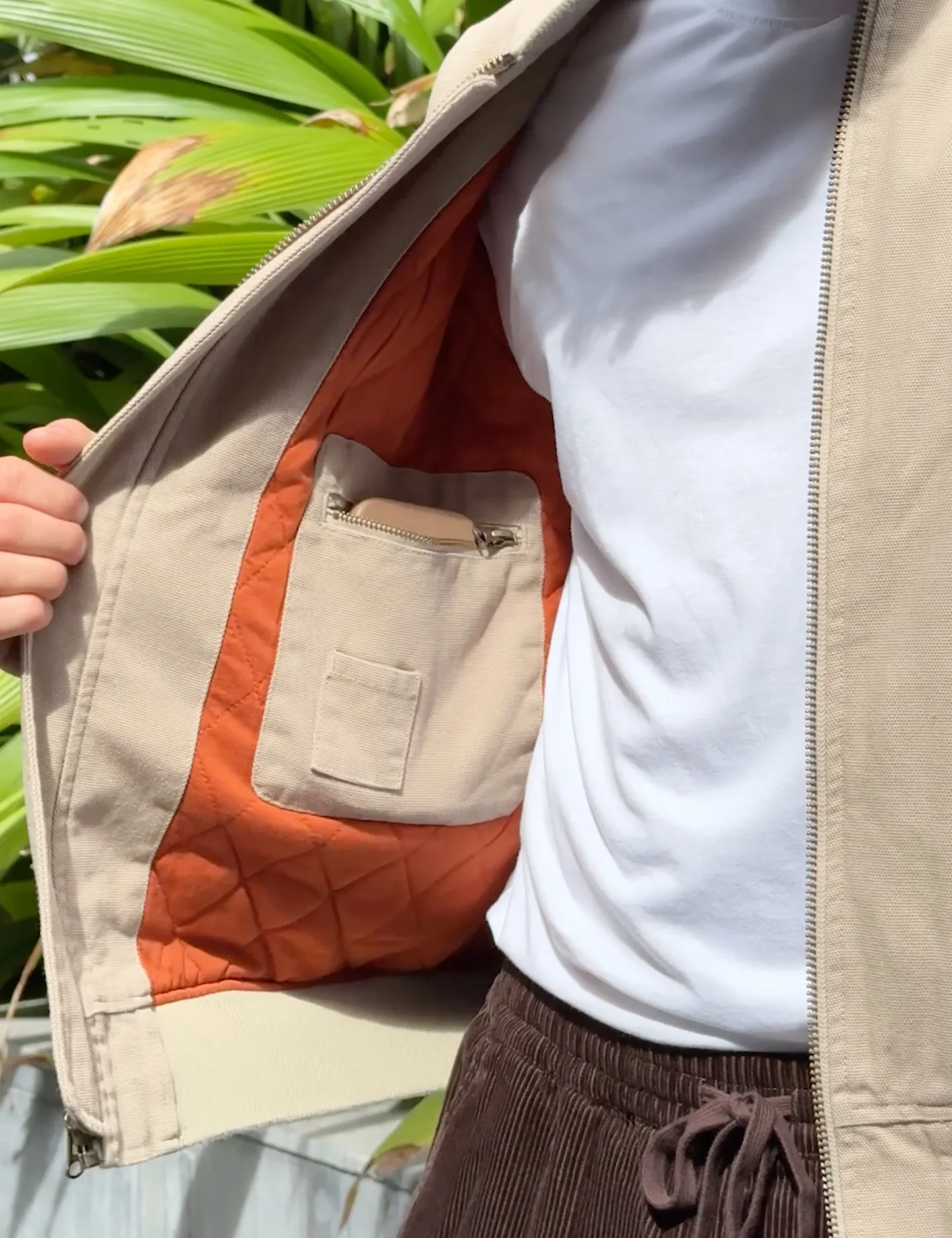 Bourke Oversized Bomber Jacket - Stone - Image 6