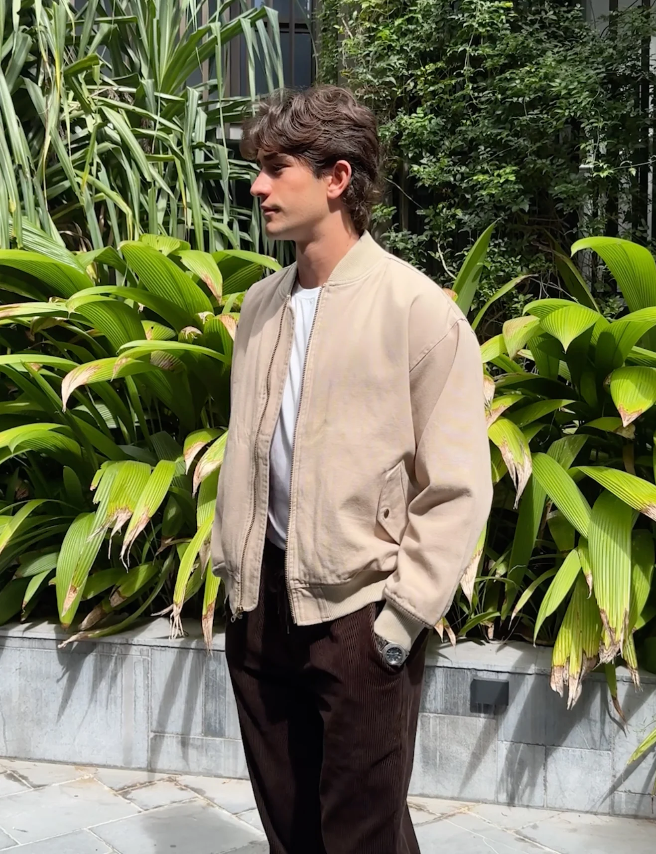 Bourke Oversized Bomber Jacket - Stone - Image 7
