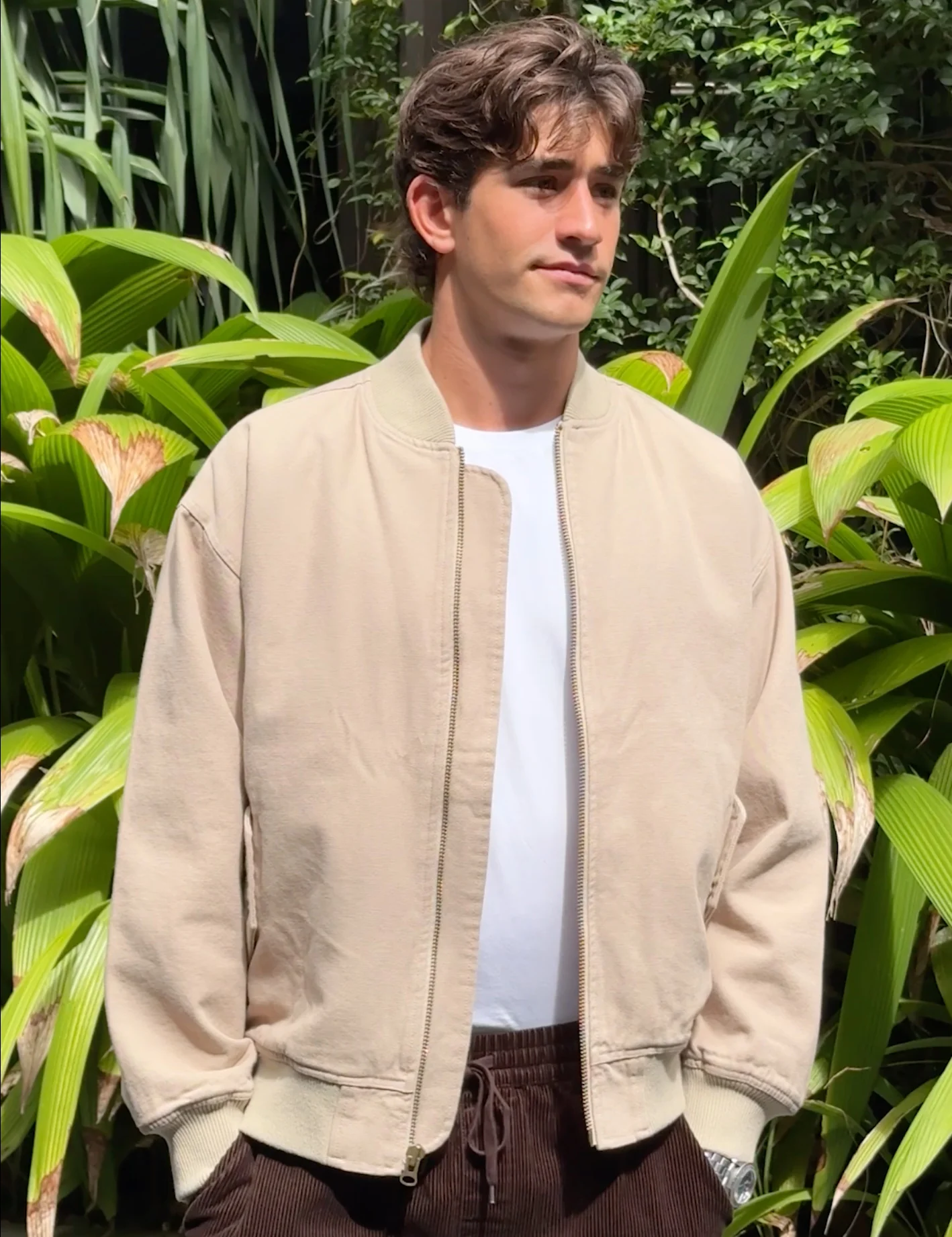 Bourke Oversized Bomber Jacket - Stone - Image 8
