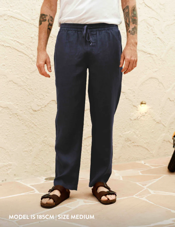 Burbank Linen Pant - Navy - Image 6