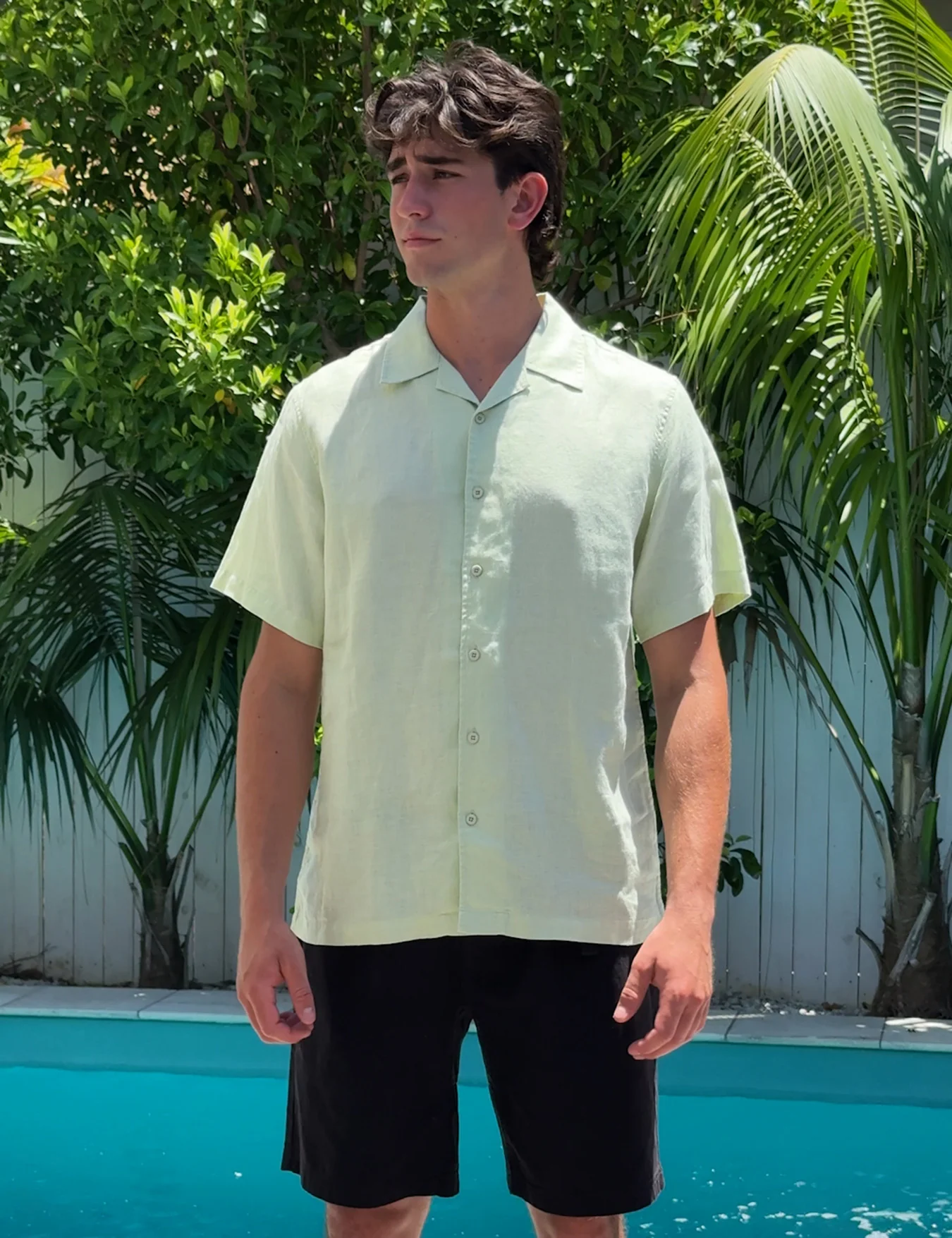 Cuban Linen Short Sleeve Shirt - Fog Green - Image 17