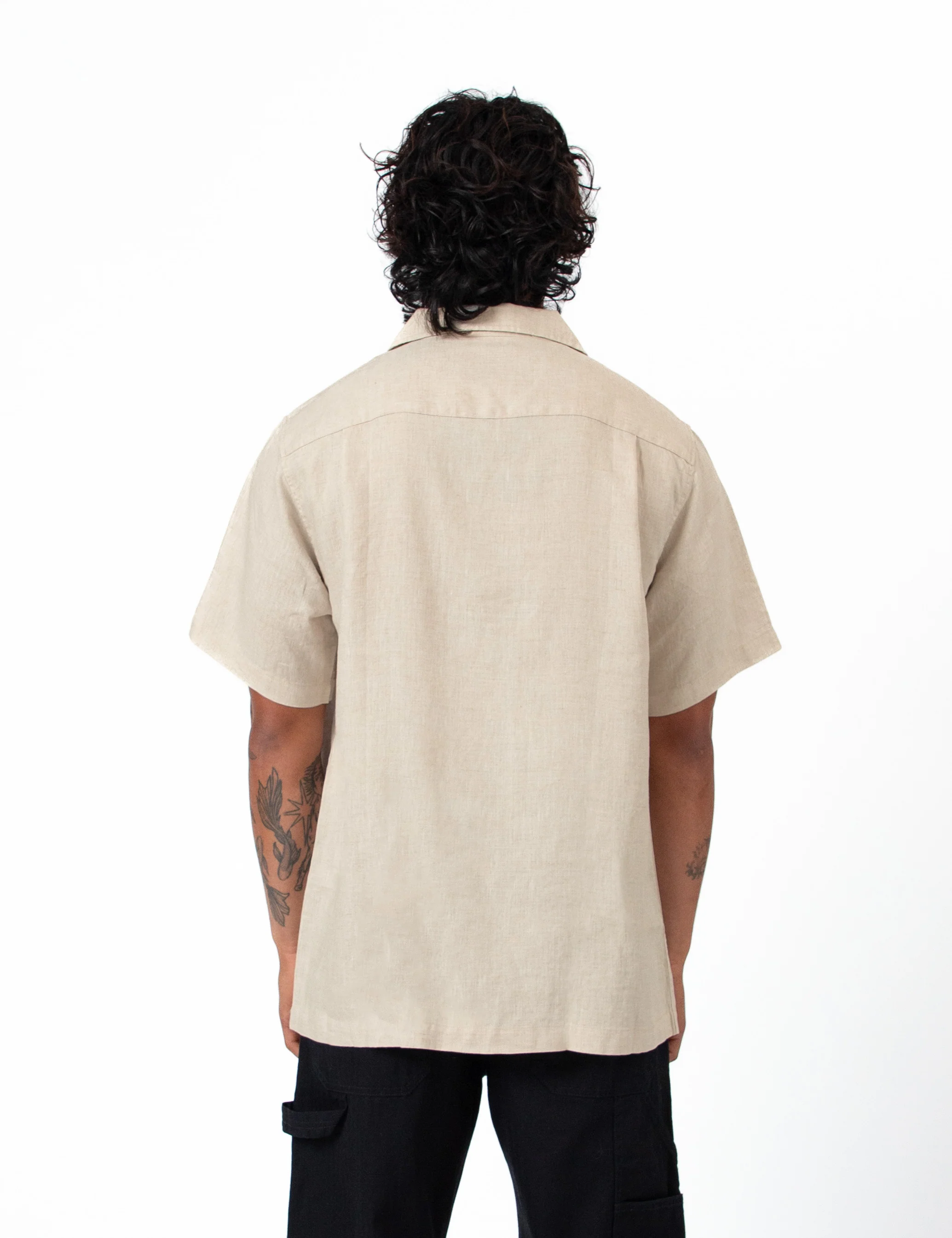 Cuban Linen Short Sleeve Shirt - Natural - Image 9