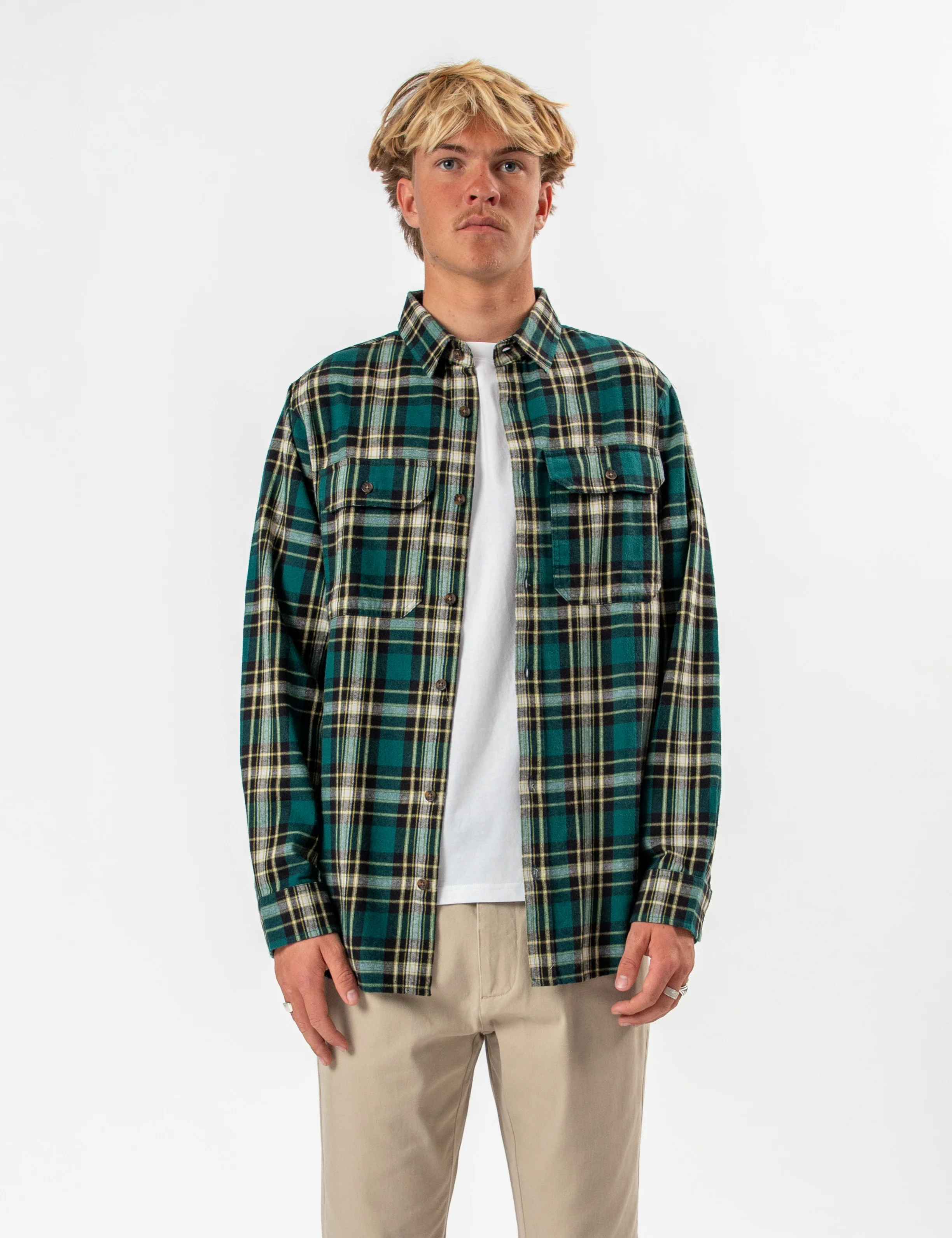 Flannel Long Sleeve Shirt - Petrol - Image 11