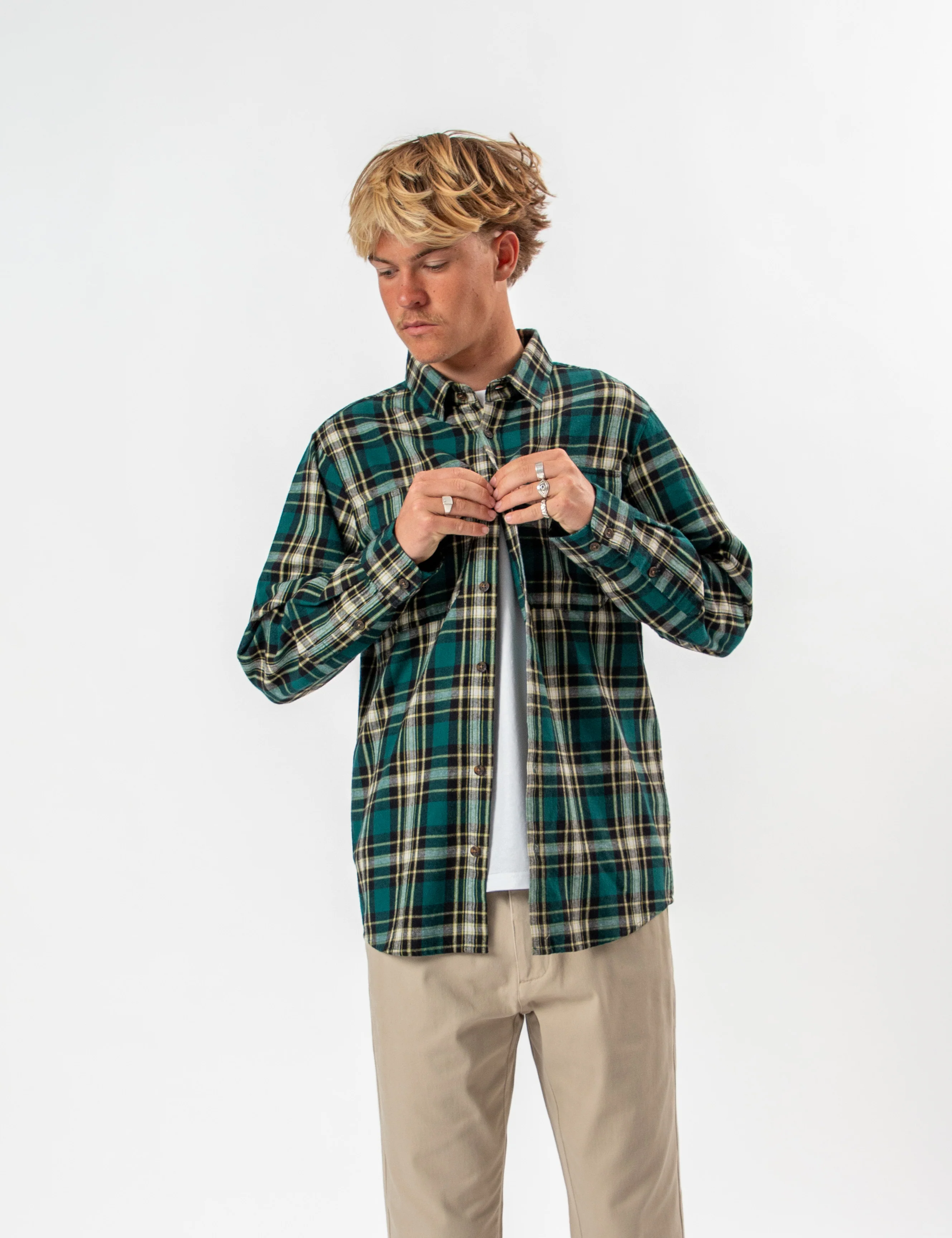 Flannel Long Sleeve Shirt - Petrol - Image 13