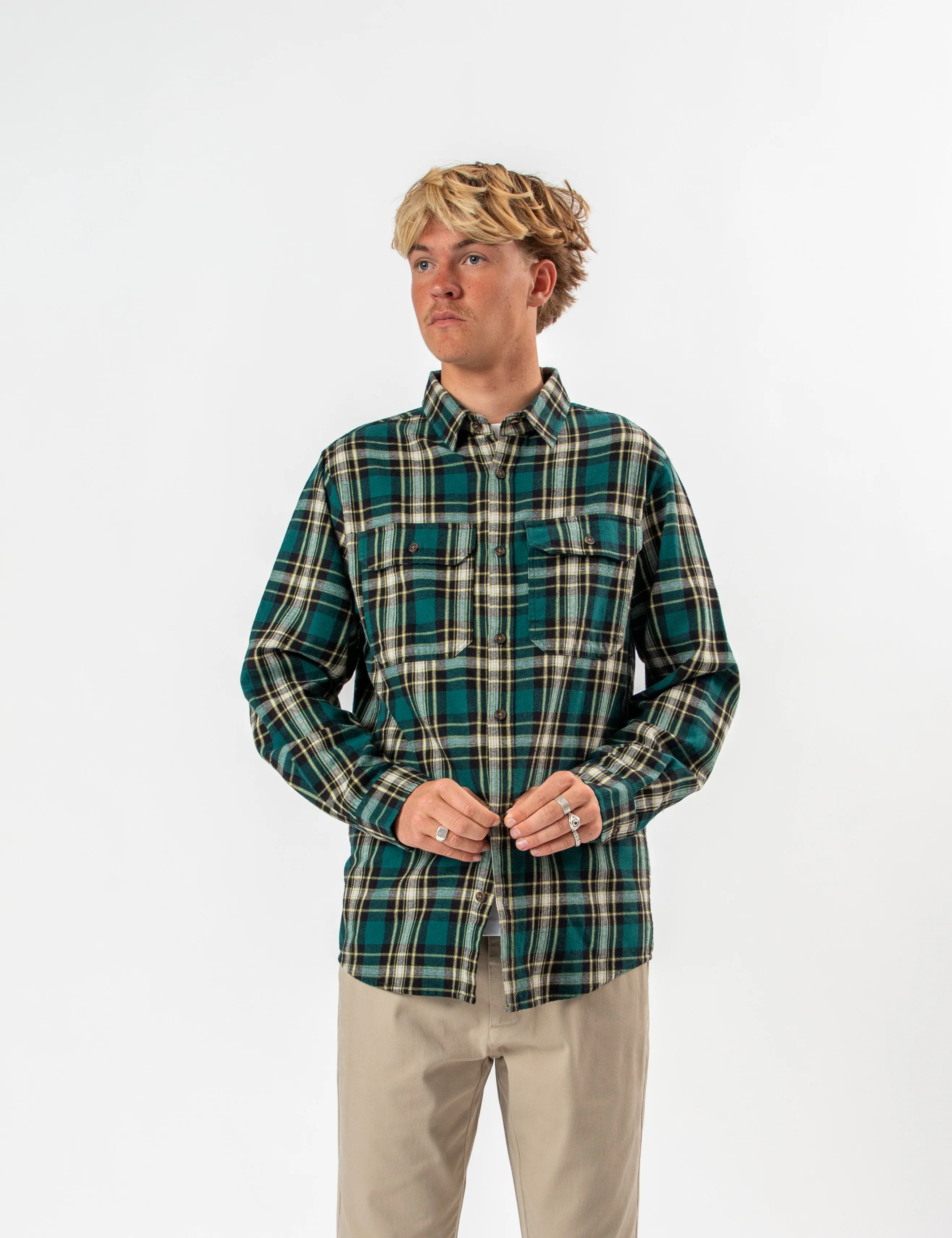 Flannel Long Sleeve Shirt - Petrol - Image 14