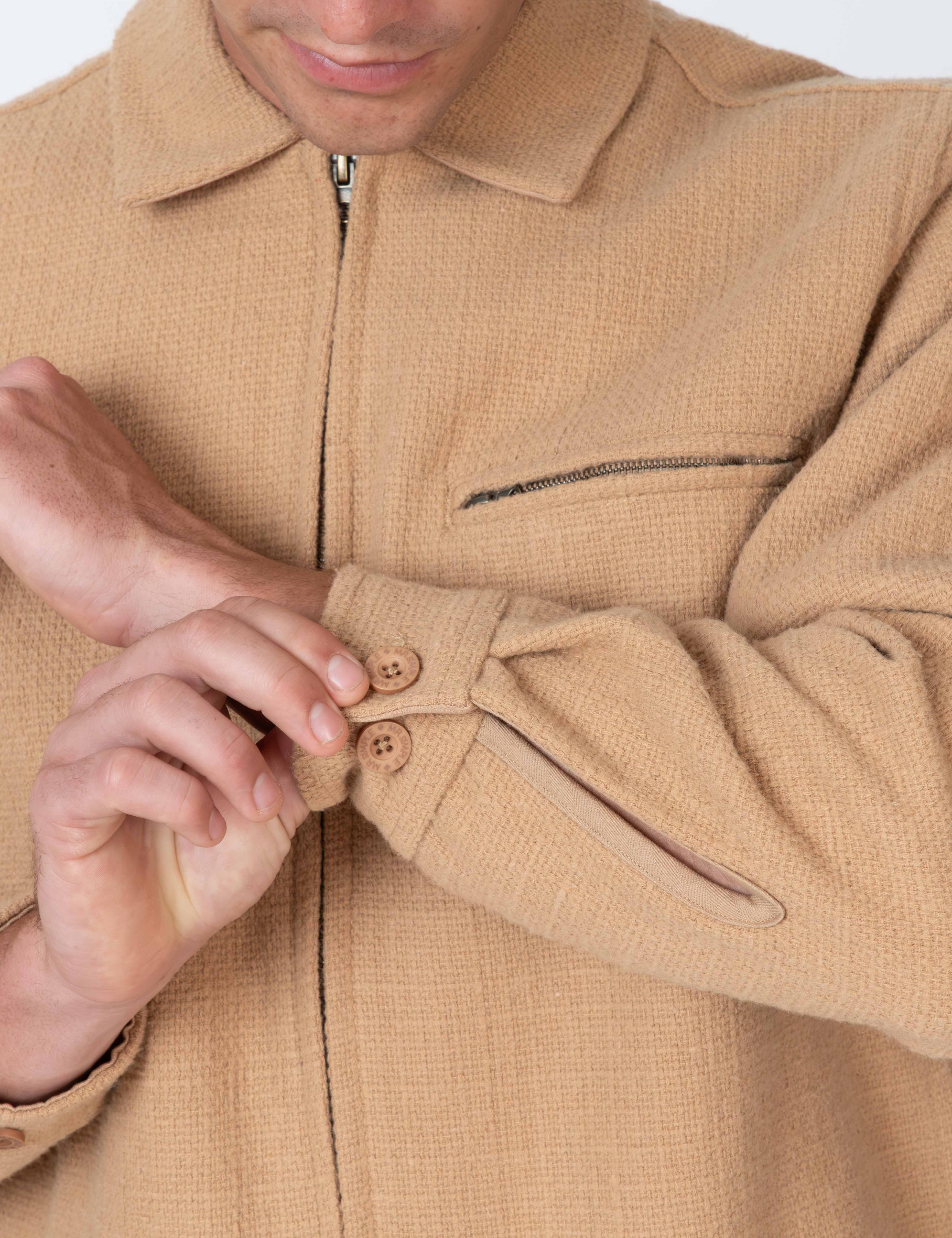 Hudson Zip Thru Jacket - Camel Crosshatch - Image 3