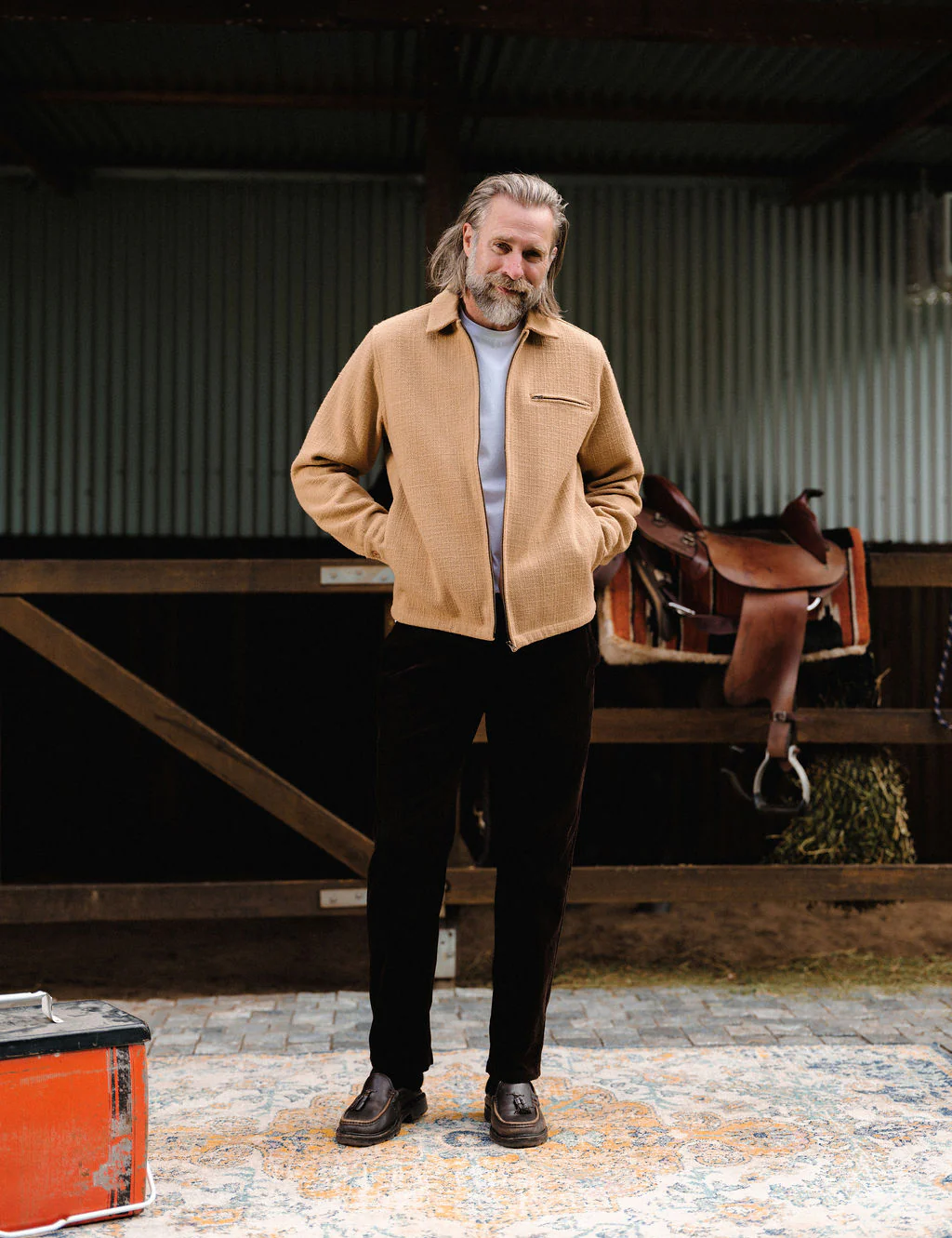 Hudson Zip Thru Jacket - Camel Crosshatch - Image 6