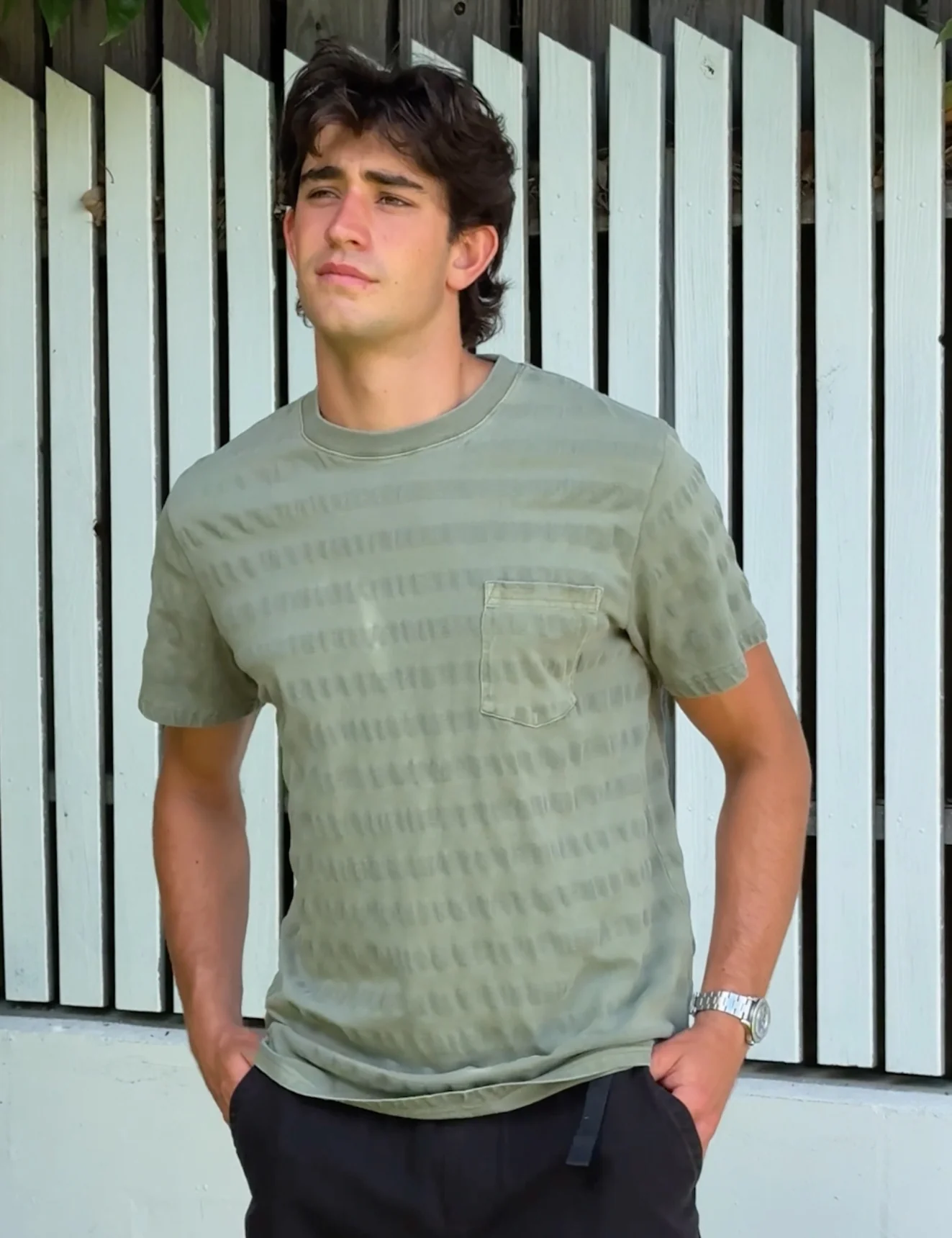 Joe Engineer Stripe Oversized Short Sleeve Tee - Army - Image 3