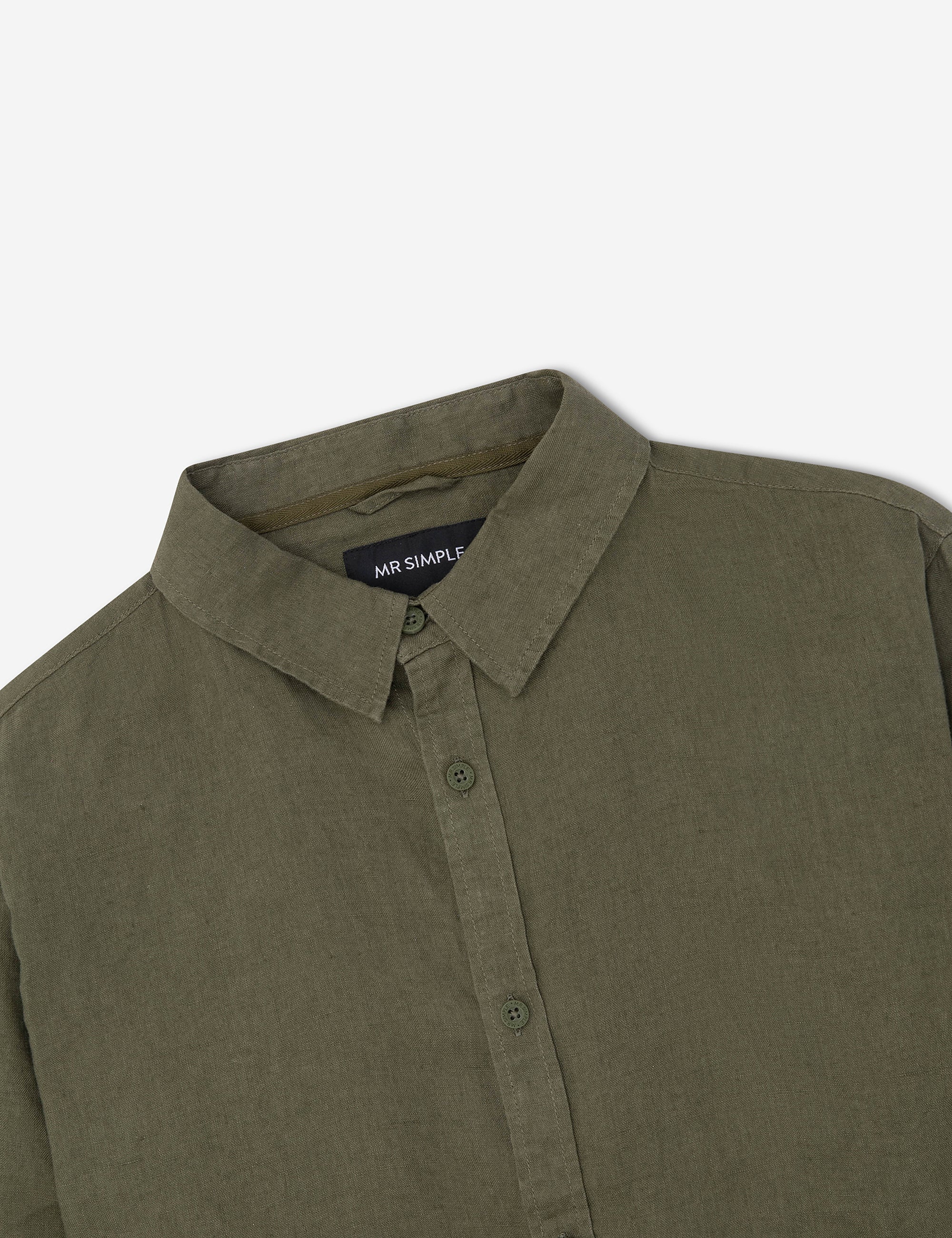 Linen Long Sleeve Shirt - Fatigue - Image 3