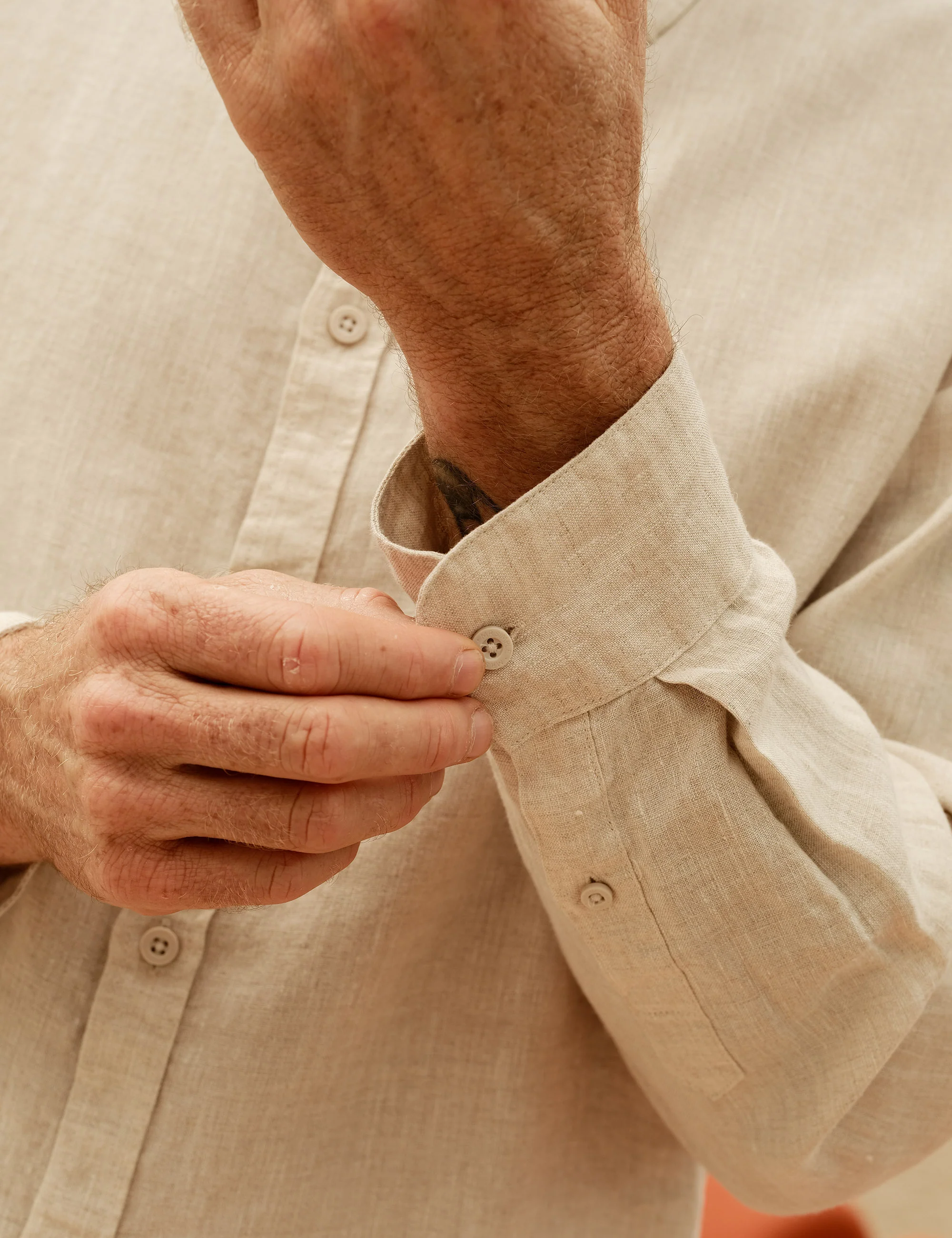 Linen Long Sleeve Shirt - Natural - Image 3