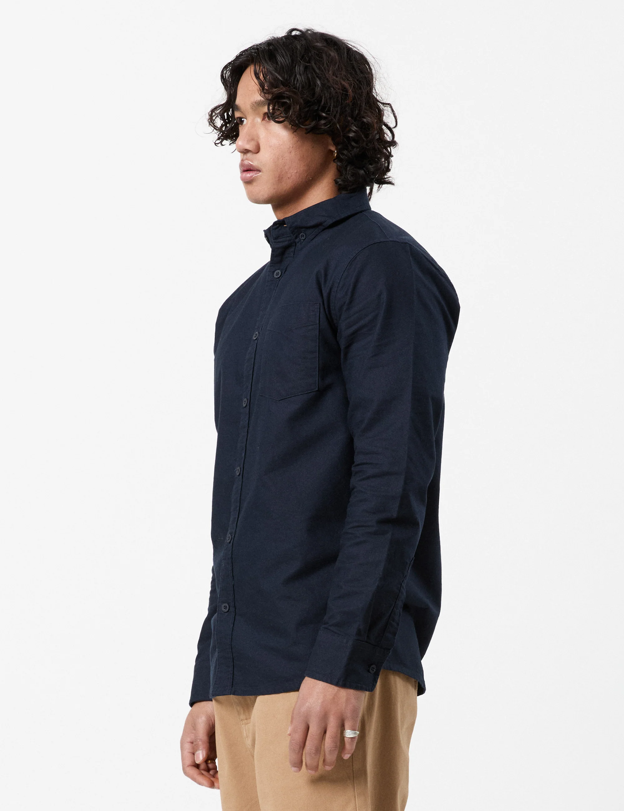 Oxford Long Sleeve Shirt - Navy - Image 4