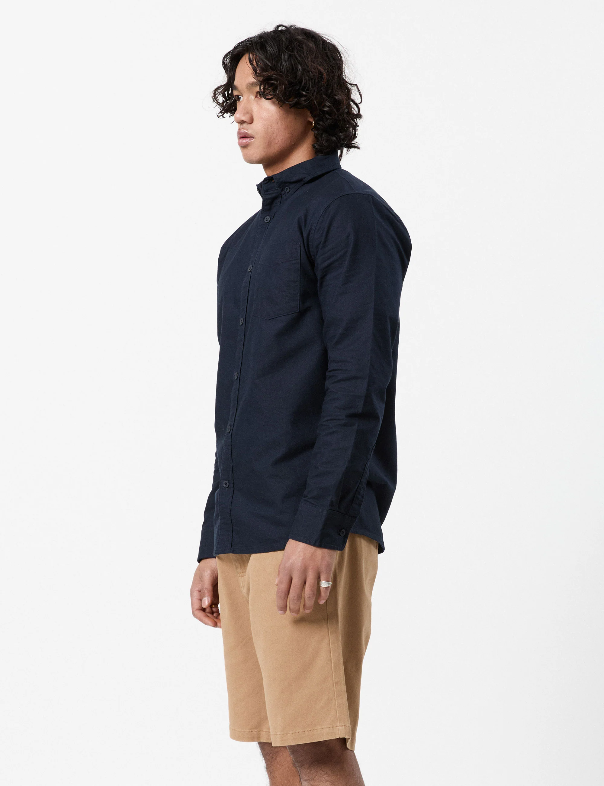 Oxford Long Sleeve Shirt - Navy - Image 9