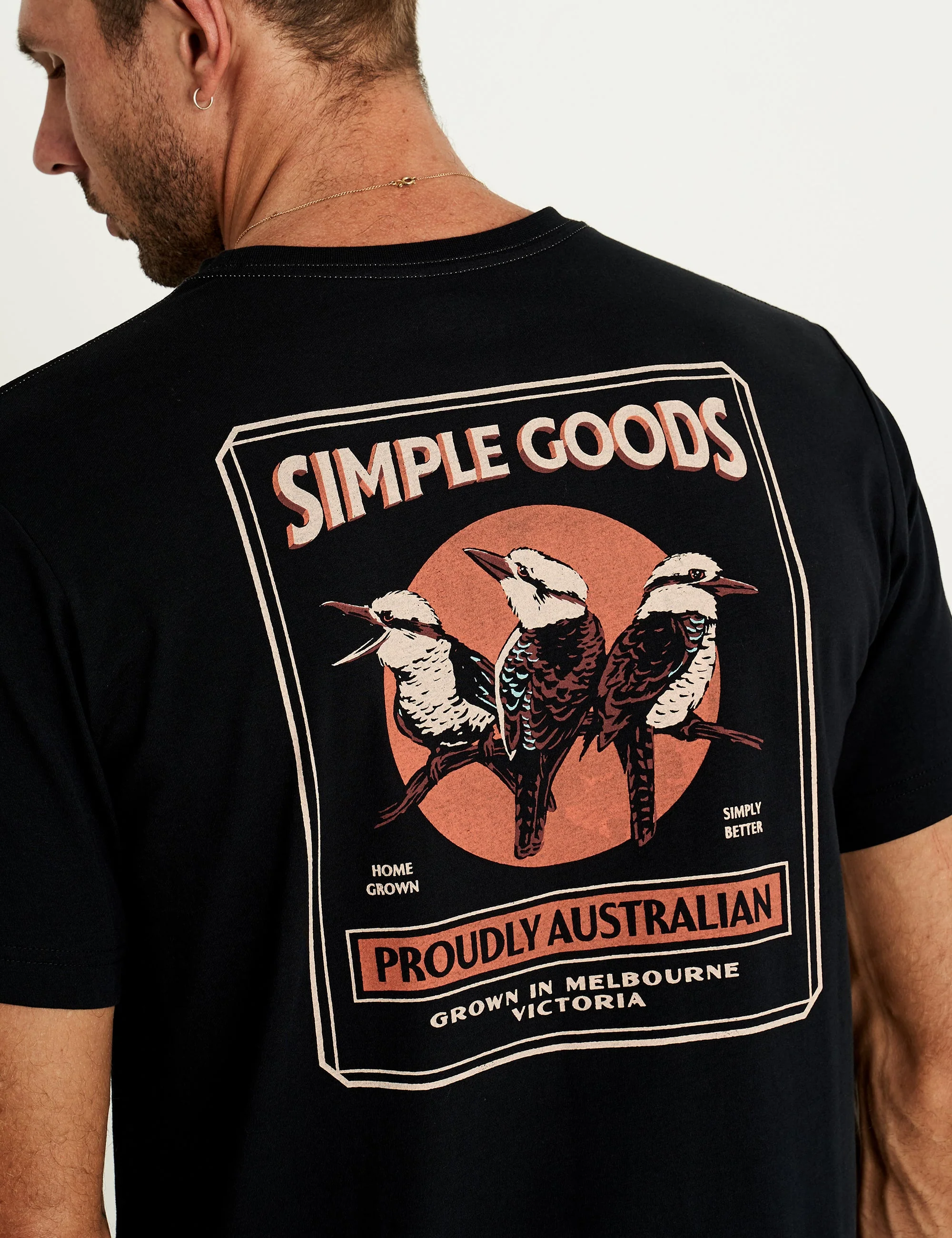Reginald Print Tee - Kookaburra Tee Black - Image 4