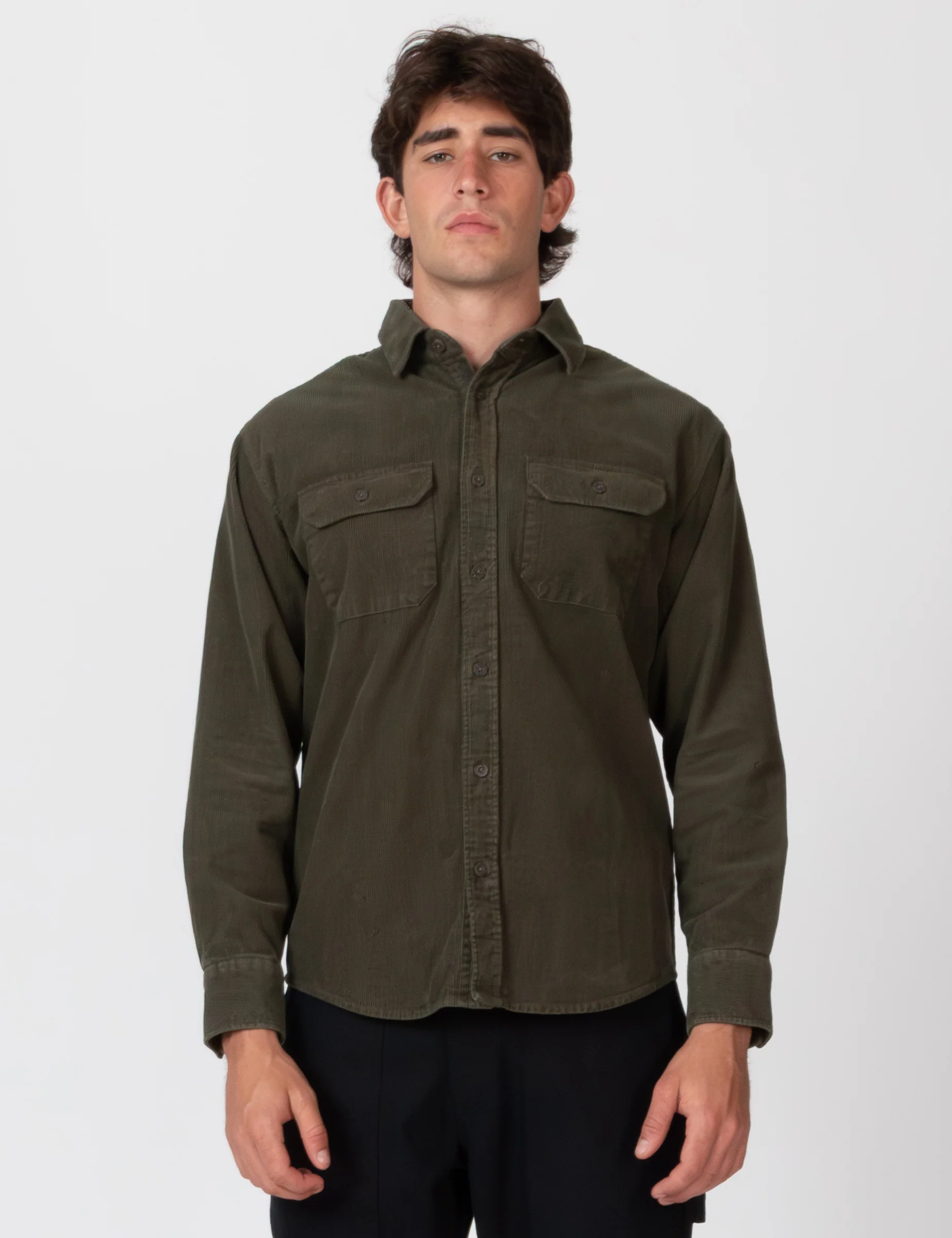 Sawyer Cord Long Sleeve Shirt - Fade Army - Image 10