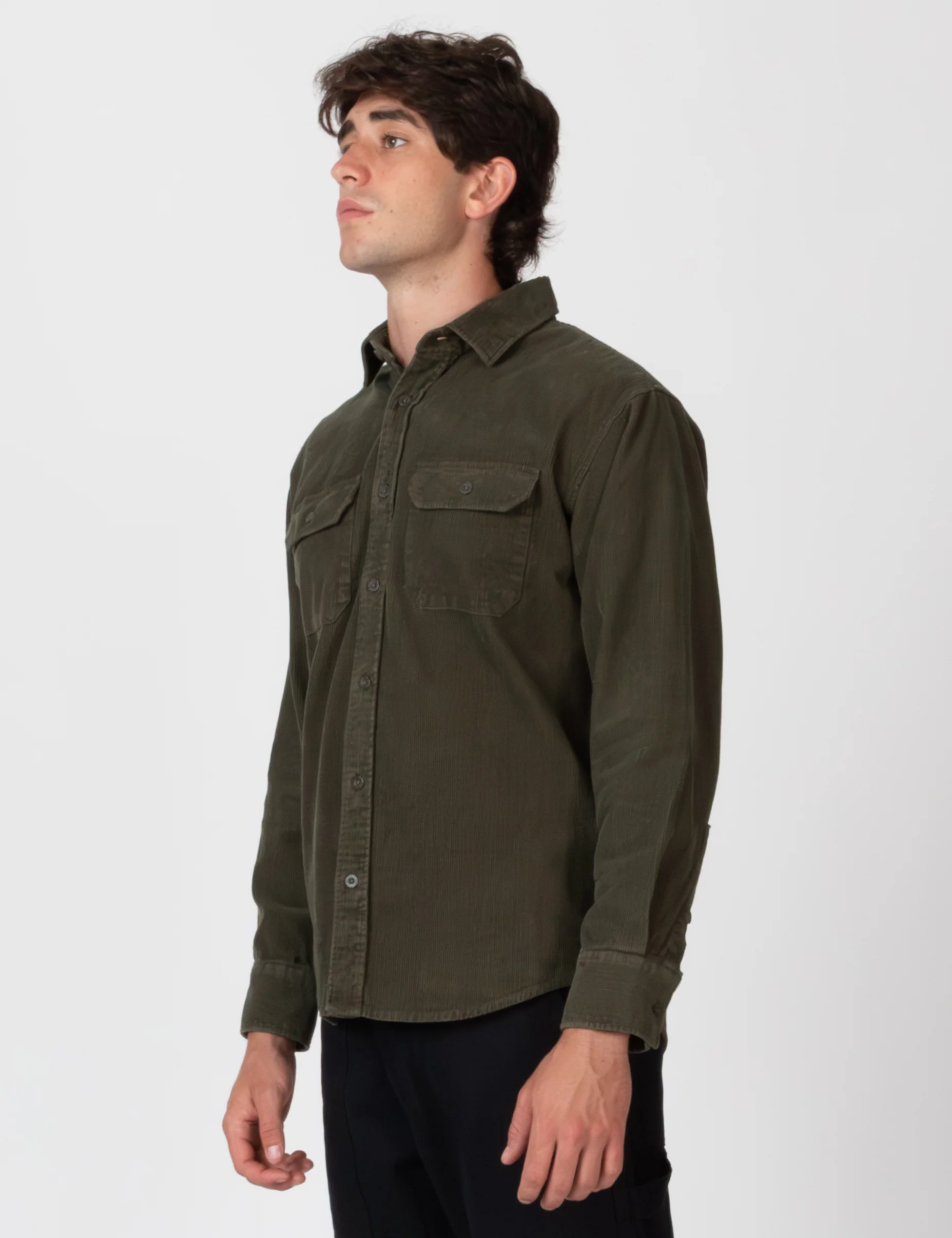 Sawyer Cord Long Sleeve Shirt - Fade Army - Image 11