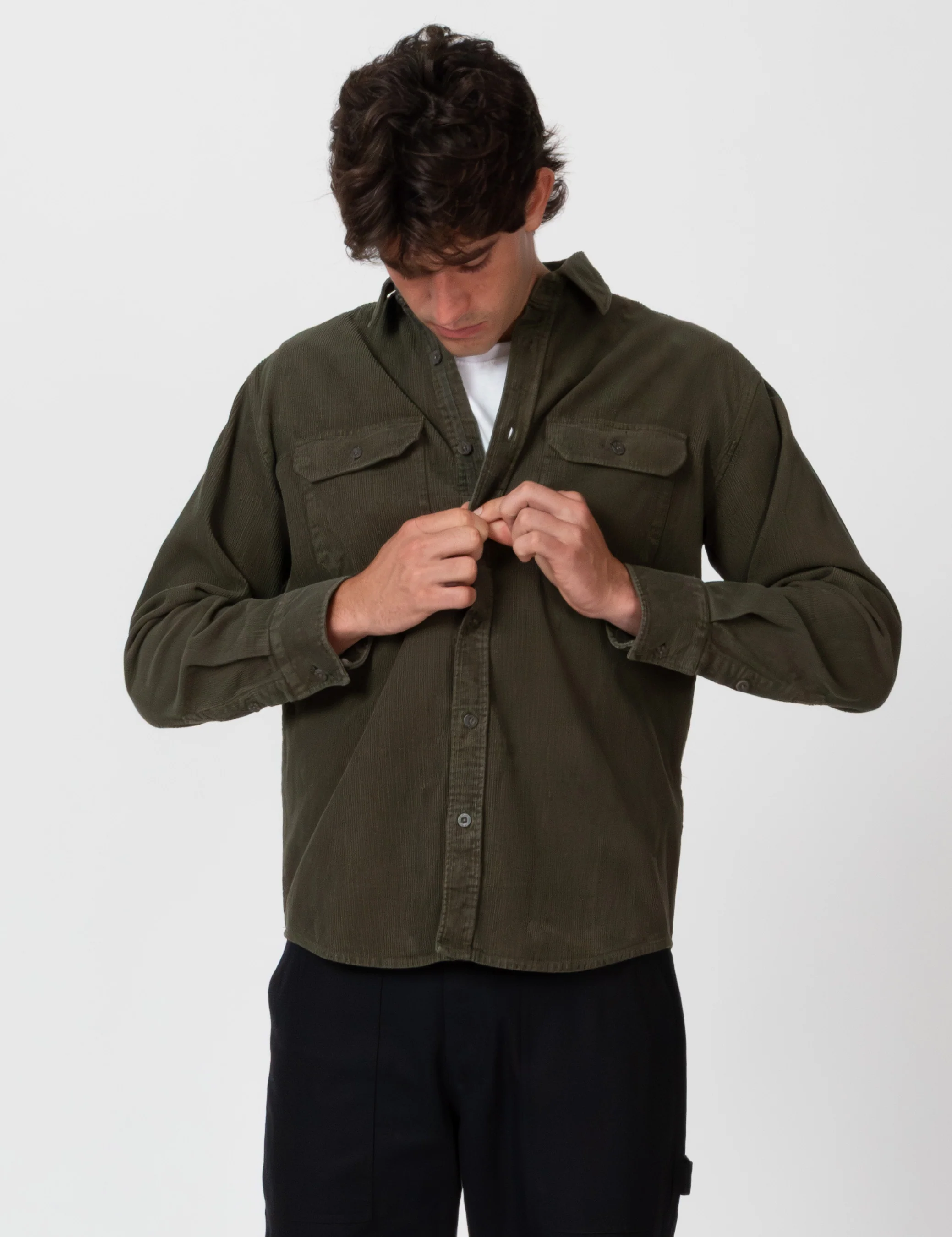Sawyer Cord Long Sleeve Shirt - Fade Army - Image 4