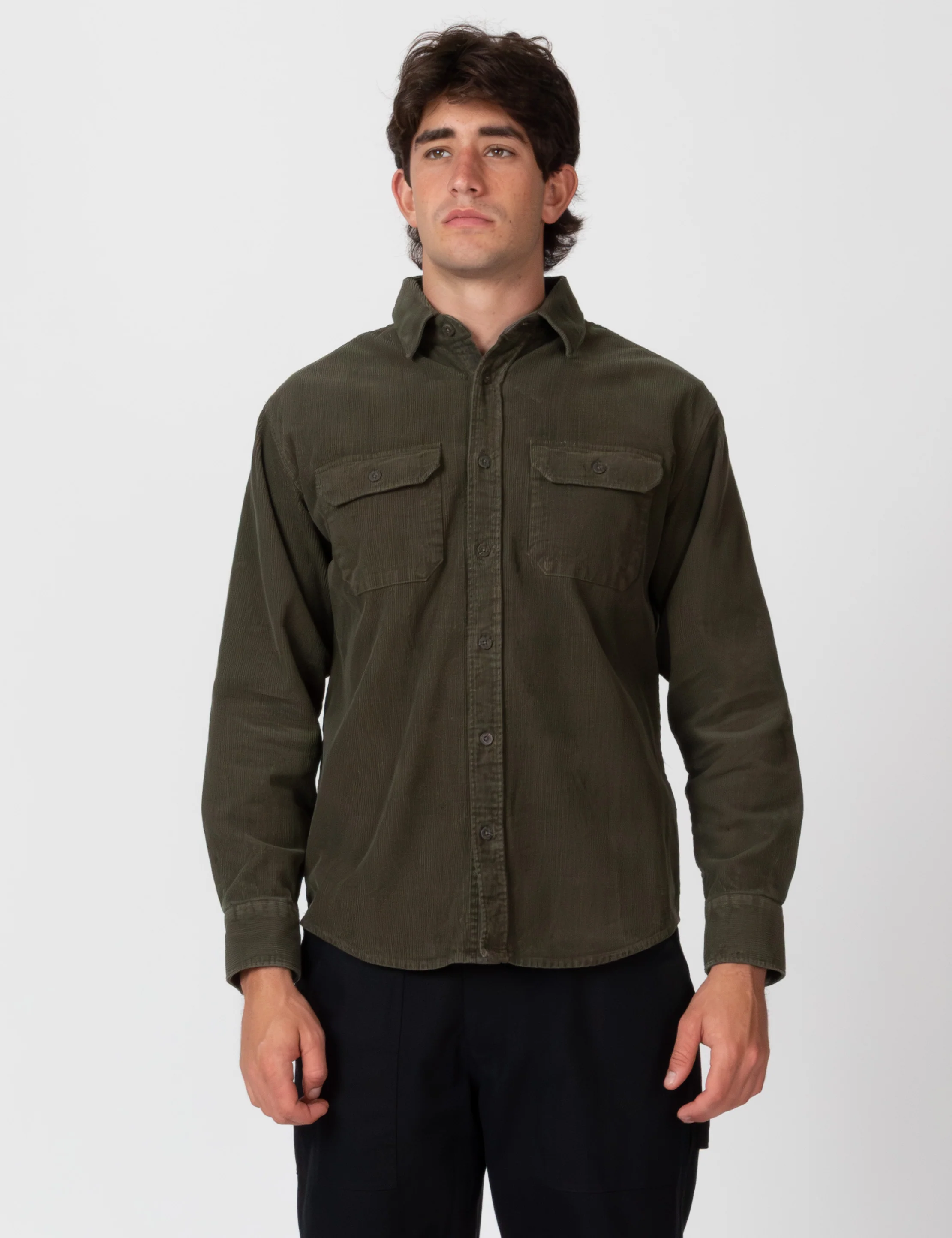 Sawyer Cord Long Sleeve Shirt - Fade Army - Image 5