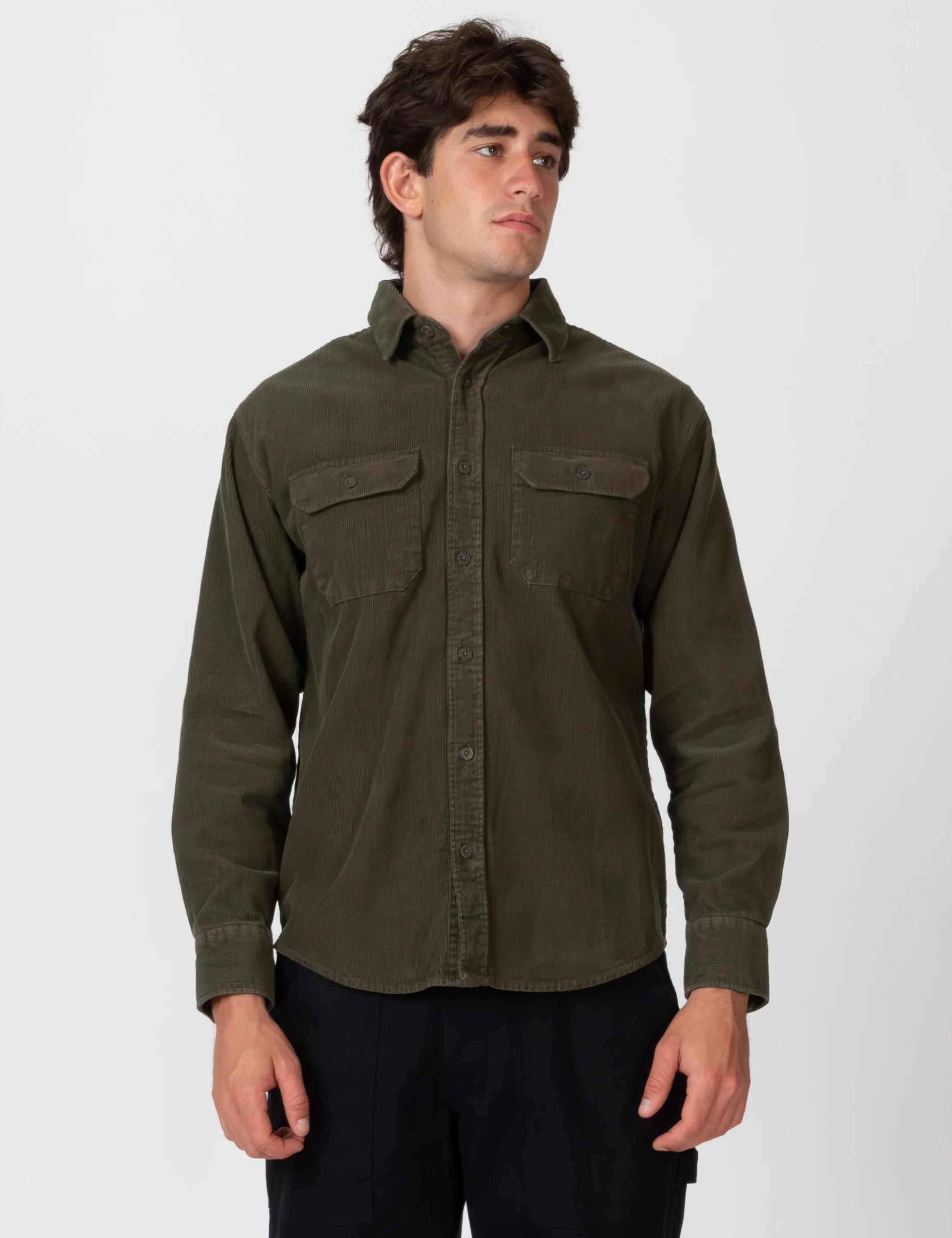 Sawyer Cord Long Sleeve Shirt - Fade Army - Image 6
