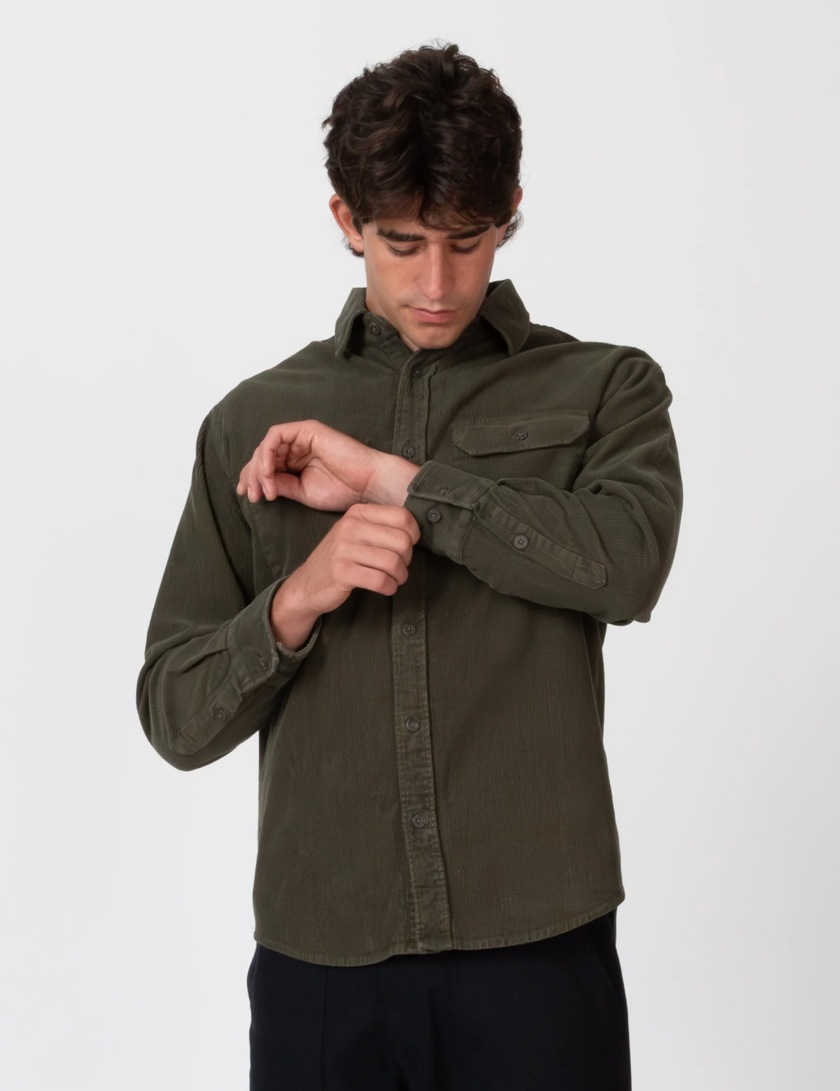 Sawyer Cord Long Sleeve Shirt - Fade Army - Image 9