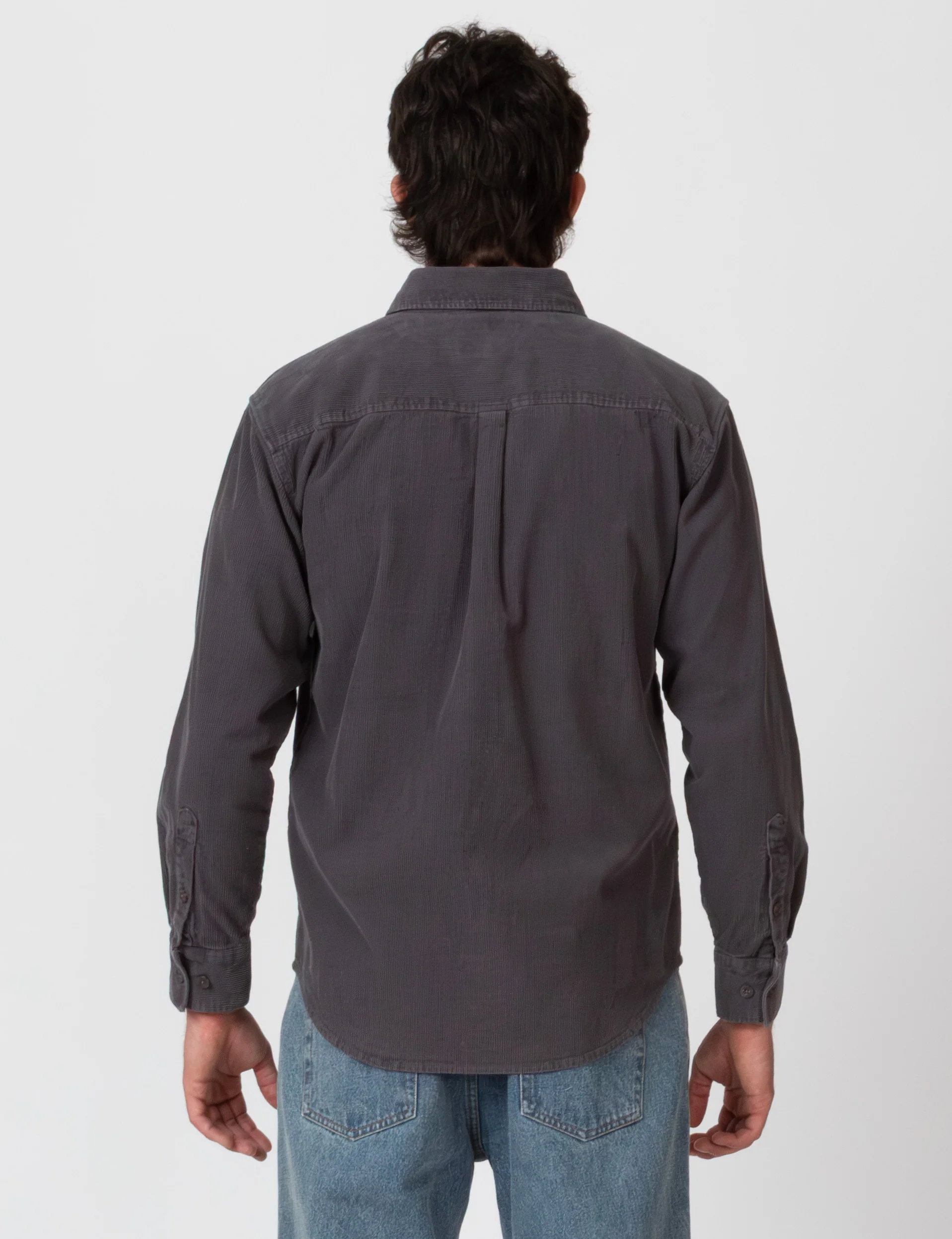 Sawyer Cord Long Sleeve Shirt - Fade Charcoal - Image 10