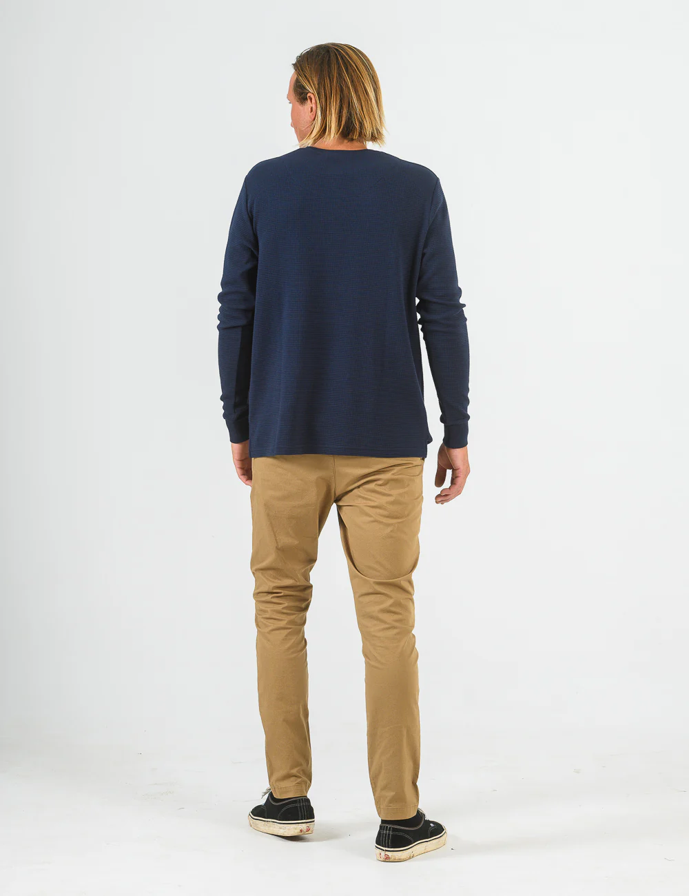 Smith Long Sleeve Waffle Tee - Navy - Image 7