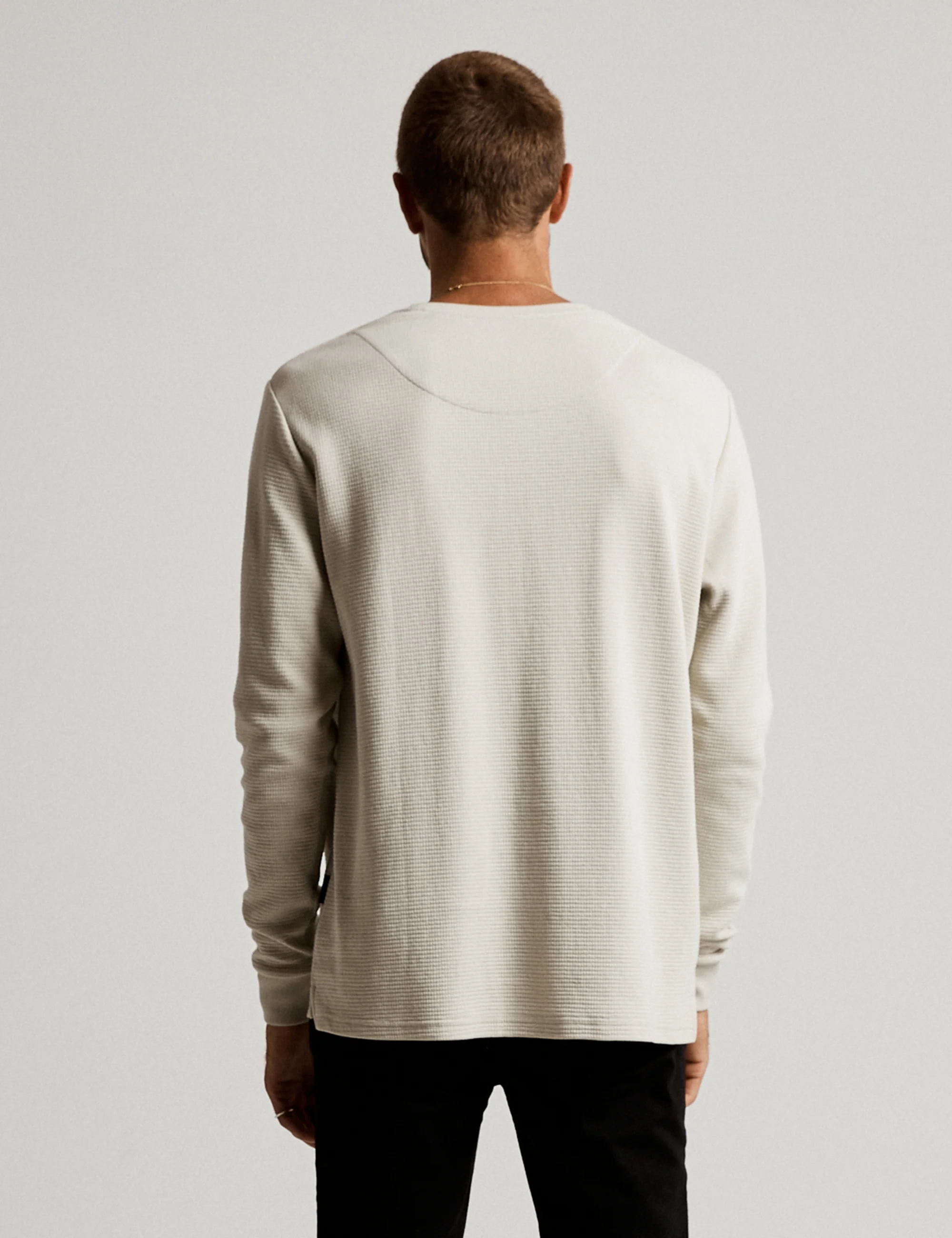 Smith Long Sleeve Waffle Tee - Vintage White - Image 3