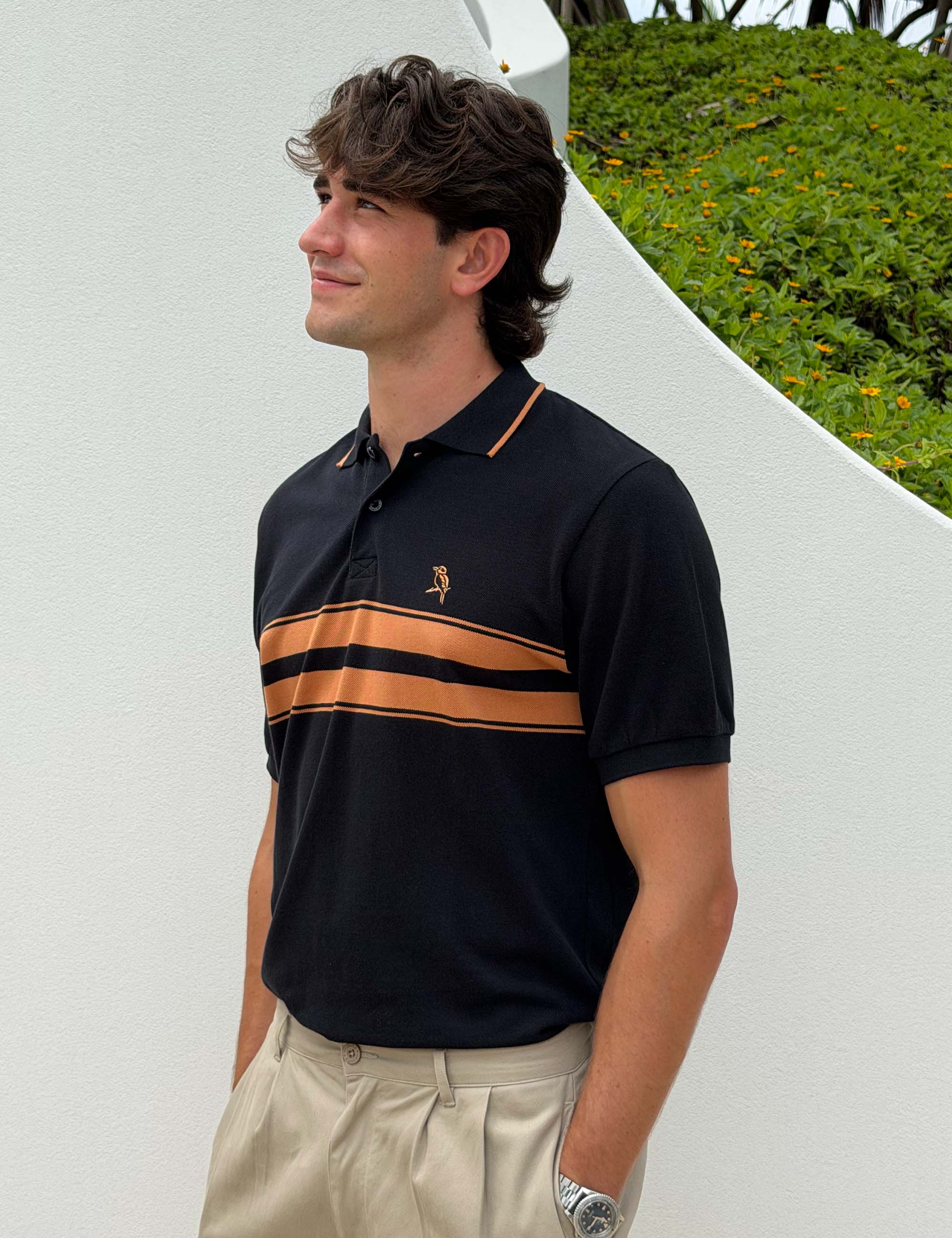 Stripe Polo - Black - Image 3