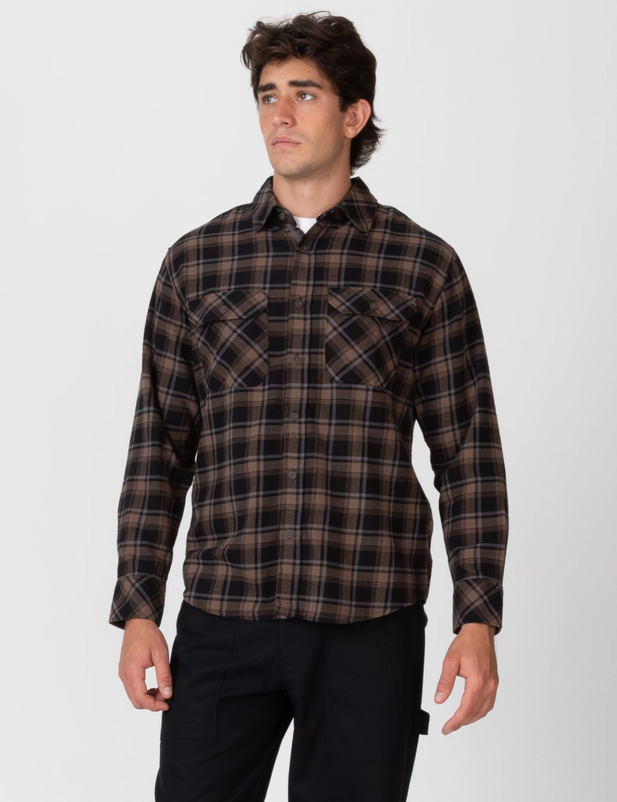 Trevor Flanno Long Sleeve Shirt - Black Check - Image 4
